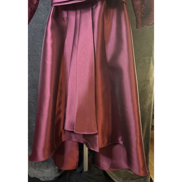 R & M Richards Red Asymmetrical High-Low Cocktail Dress 6P BURGUNDY color - Picture 6 of 11